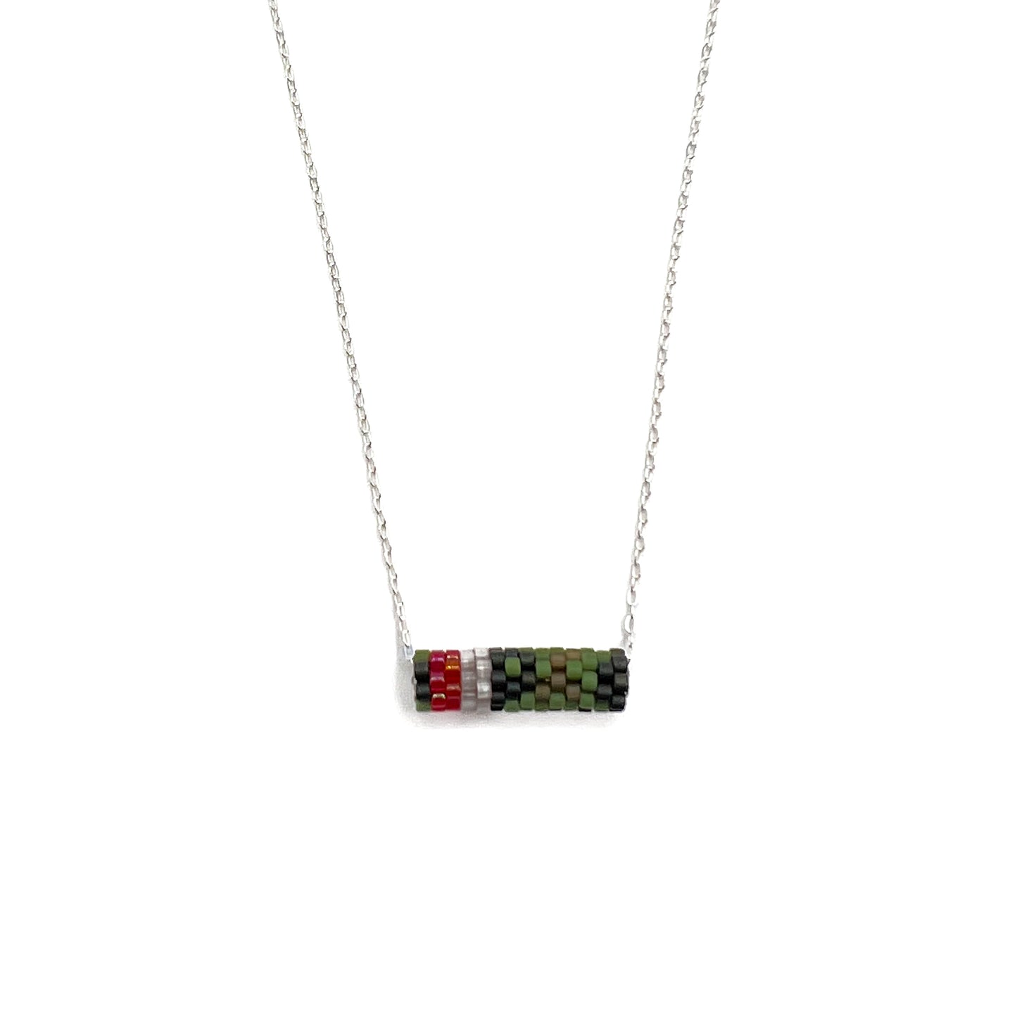 Ruby Throated Hummingbird Tube Necklace